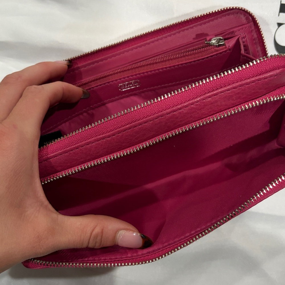 Coach Pebbled Leather Zip Wallet - Raspberry Pink - Picture 3 of 6